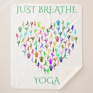 YOGA Sherpa Decke mit Herz. "NUR BREATHE" Sherpadecke