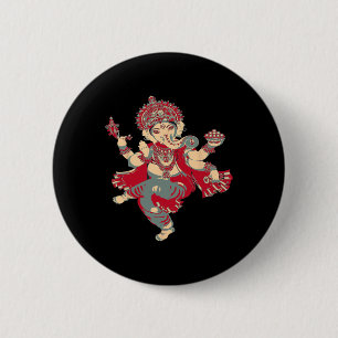 Yoga-Shirts Spirituell Hindu-Gott Ganesha Meditati Button