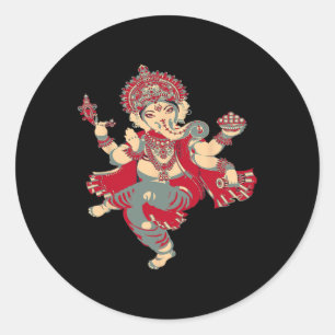 Yoga-Shirts Spirituell Hindu-Gott Ganesha Meditati Runder Aufkleber