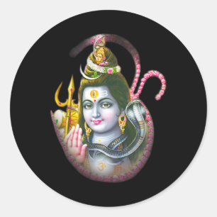 Yoga-Shirts Spirituell Hindu Gott Krishna Meditati Runder Aufkleber