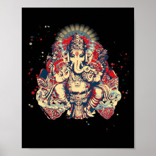 Yoga-Shirts Spiritueller Hindu-Gott Ganesha Medita Poster