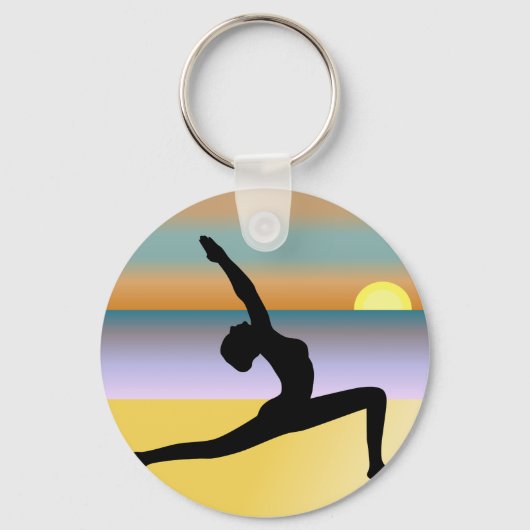 Yoga-Silhouette am Strand Schlüsselanhänger (Vorderseite)
