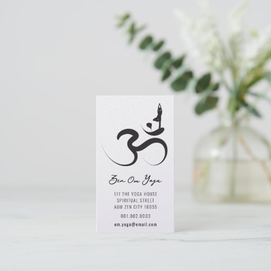 Yoga Silhouette Black Logo Symbol Om Om Zen Visitenkarte (Stehend Vorderseite)