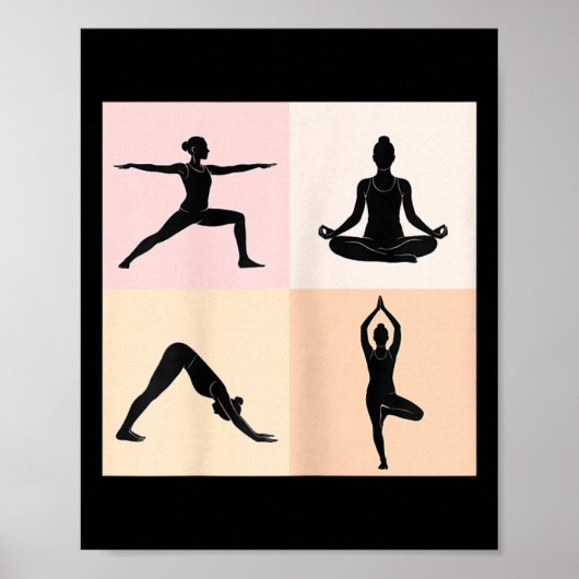 Yoga-Silhouette-Design, Pop-Art 4 Quadranten Poster (Vorne)