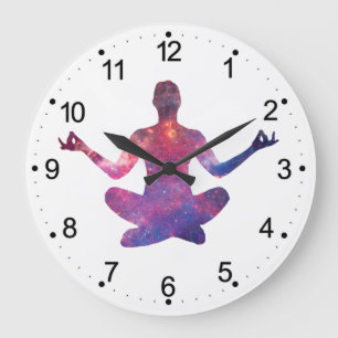 Yoga-Silhouette - Hintergrundfarbe auswählen Große Wanduhr