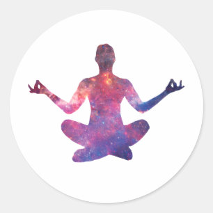 Yoga-Silhouette - Hintergrundfarbe auswählen Runder Aufkleber