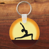 Yoga Silhouette Sunrise Premium Round Key Chain Schlüsselanhänger (Vorderseite)