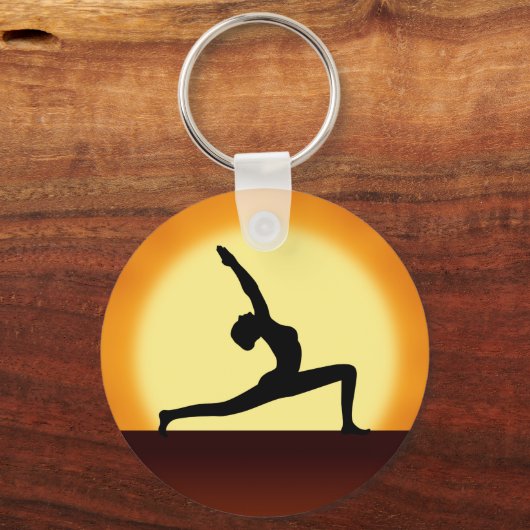 Yoga Silhouette Sunrise Premium Round Key Chain Schlüsselanhänger (Vorderseite)
