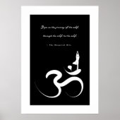 Yoga Silhouette White Om Ohm Zen Spirituelles Post Poster (Vorne)