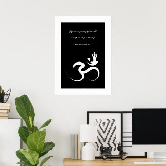 Yoga Silhouette White Om Ohm Zen Spirituelles Post Poster