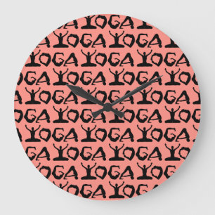 Yoga-Silhouetten Große Wanduhr