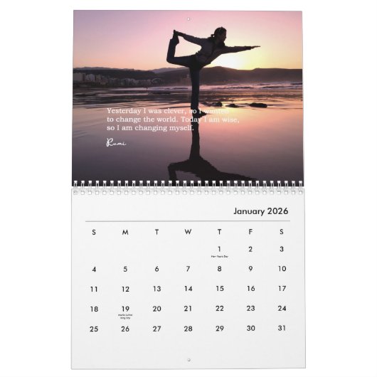 Yoga Silhouetten Wall Calendar Kalender (Jan 2026)
