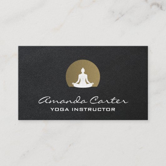 Yoga Sitzen | Lederuntergrund Visitenkarte (Vorderseite)