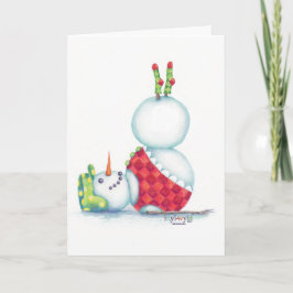 Yoga Snowman Weihnachtskarte/ skandinavischer Flai Feiertagskarte