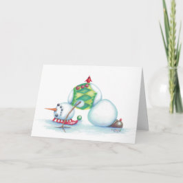 Yoga Snowman Weihnachtskarte/ skandinavischer Flai Feiertagskarte