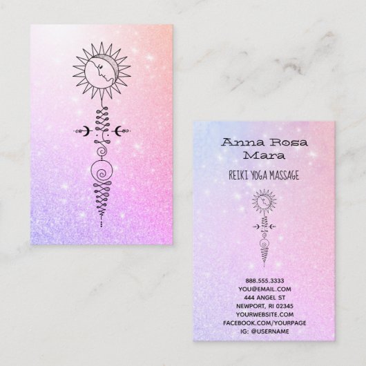 *~* Yoga - Sonnenblume Mond Nirvana Reiki Massage Visitenkarte (Vorne/Hinten)