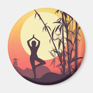 Yoga-Sonnenuntergang-Liebe Magnet