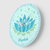 Yoga Space Blue Lotus Blume Zen | Name Große Wanduhr (Winkel)