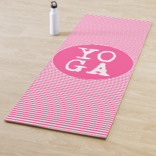 YOGA Spaß-Typografie - Pink Striped Yogamatte