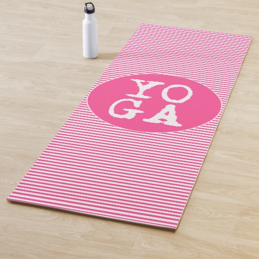 YOGA | Spaß-Typografie - Pink Striped Yogamatte (Beispiel)