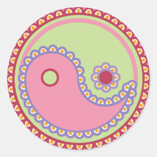 Yoga Speak Baby : Paisley Yin-Yang Symbol Runder Aufkleber