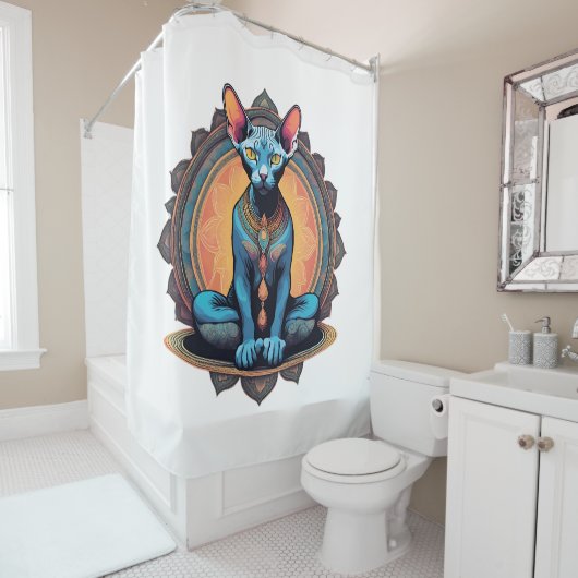 Yoga Sphynx Cat Art Lotus Pose Zen Namaste Duschvorhang (Beispiel)