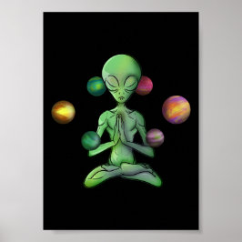 Yoga Spirituelle Alien Meditieren Poster
