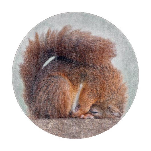 Yoga Squirrel Round Glass Cutting Board Schneidebrett (Vorderseite)