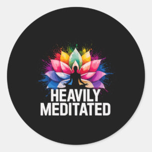 Yoga stark meditierte Lotusblume Wasserfarbe Zen Runder Aufkleber