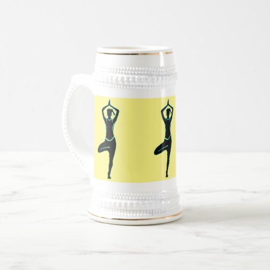 Yoga Stein (Gelb und Gold) Stehende Pose Bierglas (Vorderseite Links)