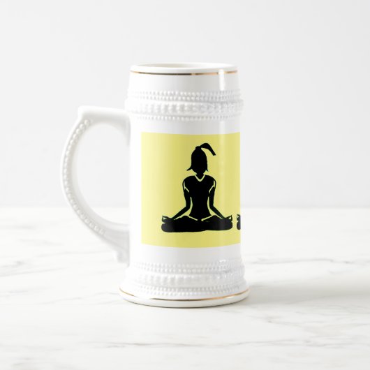 Yoga Stein Pose Gelb & Gold Bierglas (Links)
