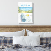 Yoga Stretch und Trinken mit Meereskulisse Leinwanddruck (Insitu (Schlafzimmer))