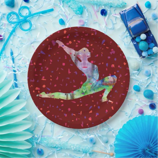 Yoga Stretching Wasserfarbe Pappteller (Party)