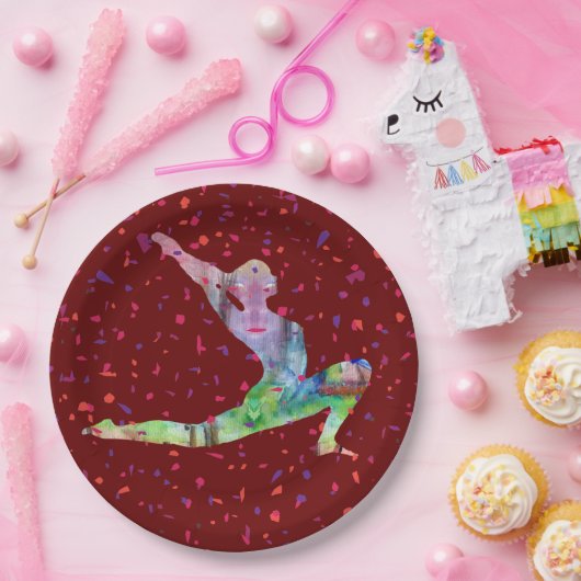 Yoga Stretching Wasserfarbe Pappteller (Party)