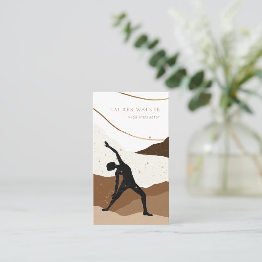 Yoga Studio Business Card Bohemisch Earth Tones Visitenkarte (Stehend Vorderseite)
