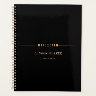 Yoga Studio Business Card Golden Moon Phases Planer