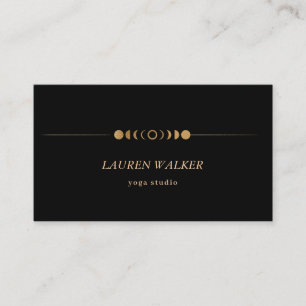 Yoga Studio Business Card Golden Moon Phases Visitenkarte