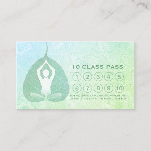 Yoga Studio Class Pass Meditation Pose Bodhi Leaf Treuekarte (Vorderseite)