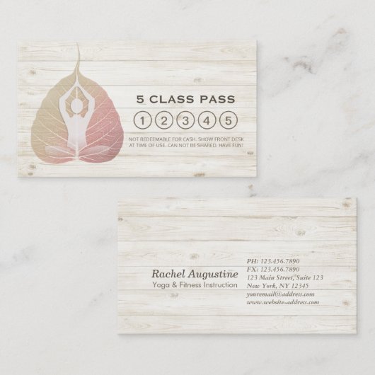 Yoga Studio Class Pass Meditation Pose Bodhi Leaf Treuekarte (Vorne/Hinten)