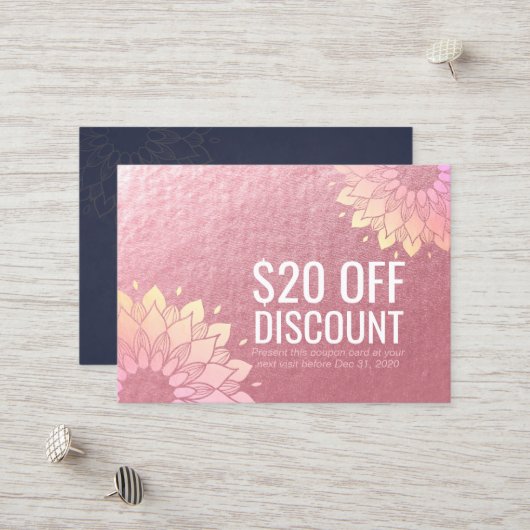 YOGA Studio Discount Coupon Treue Gold Mandala (Vorderseite/Rückseite Beispiel)