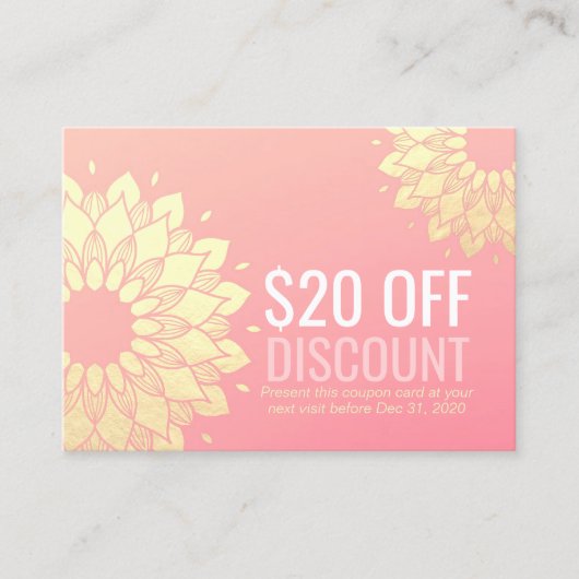 YOGA Studio Discount Coupon Treue Gold Mandala (Vorderseite)