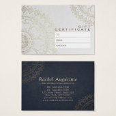 YOGA Studio Geschenkzertifikat Blau und Gold Manda (Vorne & Hinten)