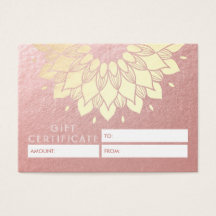 YOGA Studio Geschenkzertifikat Gold Mandala Blume