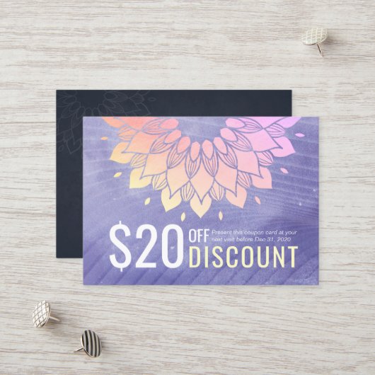 Yoga Studio Gold Mandala Coupon Treue (Vorderseite/Rückseite Beispiel)