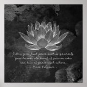 YOGA Studio Instructor Meditation Zitat B&W Lotus Poster (Vorne)