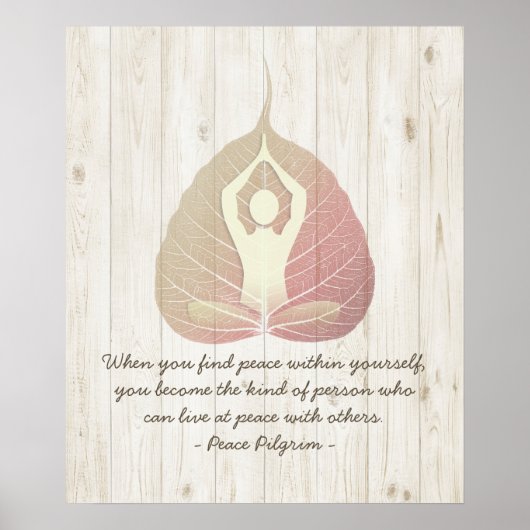 Yoga Studio Instructor Meditor Pose Bodhi Leaf Poster (Vorne)
