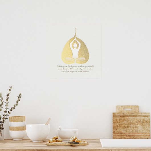 Yoga Studio Instructor Meditor Pose Bodhi Leaf Poster (Küche)