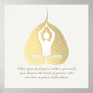 Yoga Studio Instructor Meditor Pose Bodhi Leaf Poster