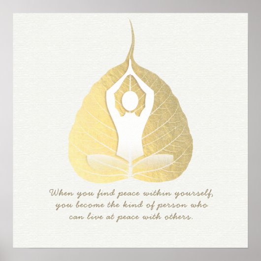 Yoga Studio Instructor Meditor Pose Bodhi Leaf Poster (Vorne)