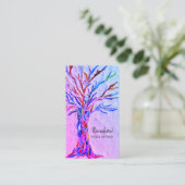 Yoga Studio Lila Visitenkarte (Stehend Vorderseite)